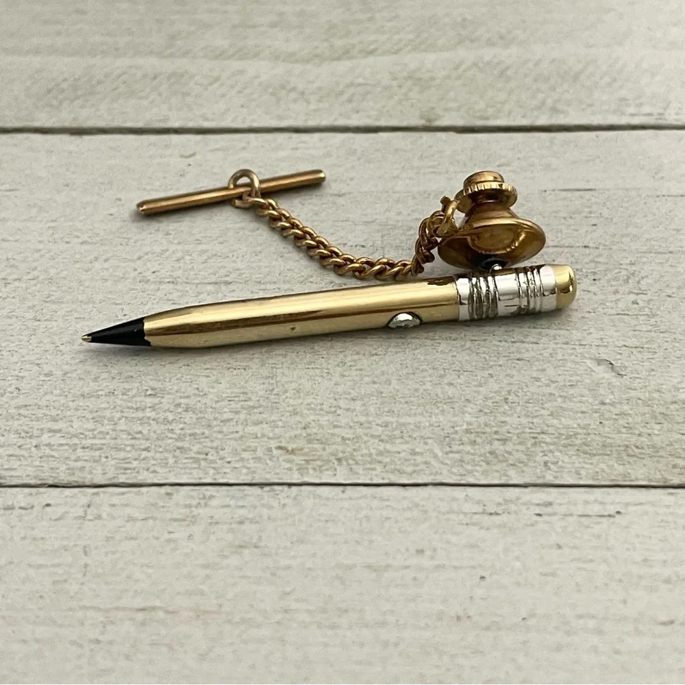 DANTÉ x THINGS REMEMBERED Vintage Two Tone Genuine Diamond Pencil Tie Tack